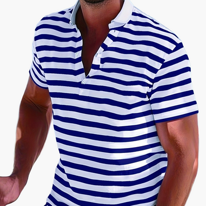 Herren Poloshirt im maritimen Streifen-Look für Freizeit und Segeln – Sommer Casual Polo
