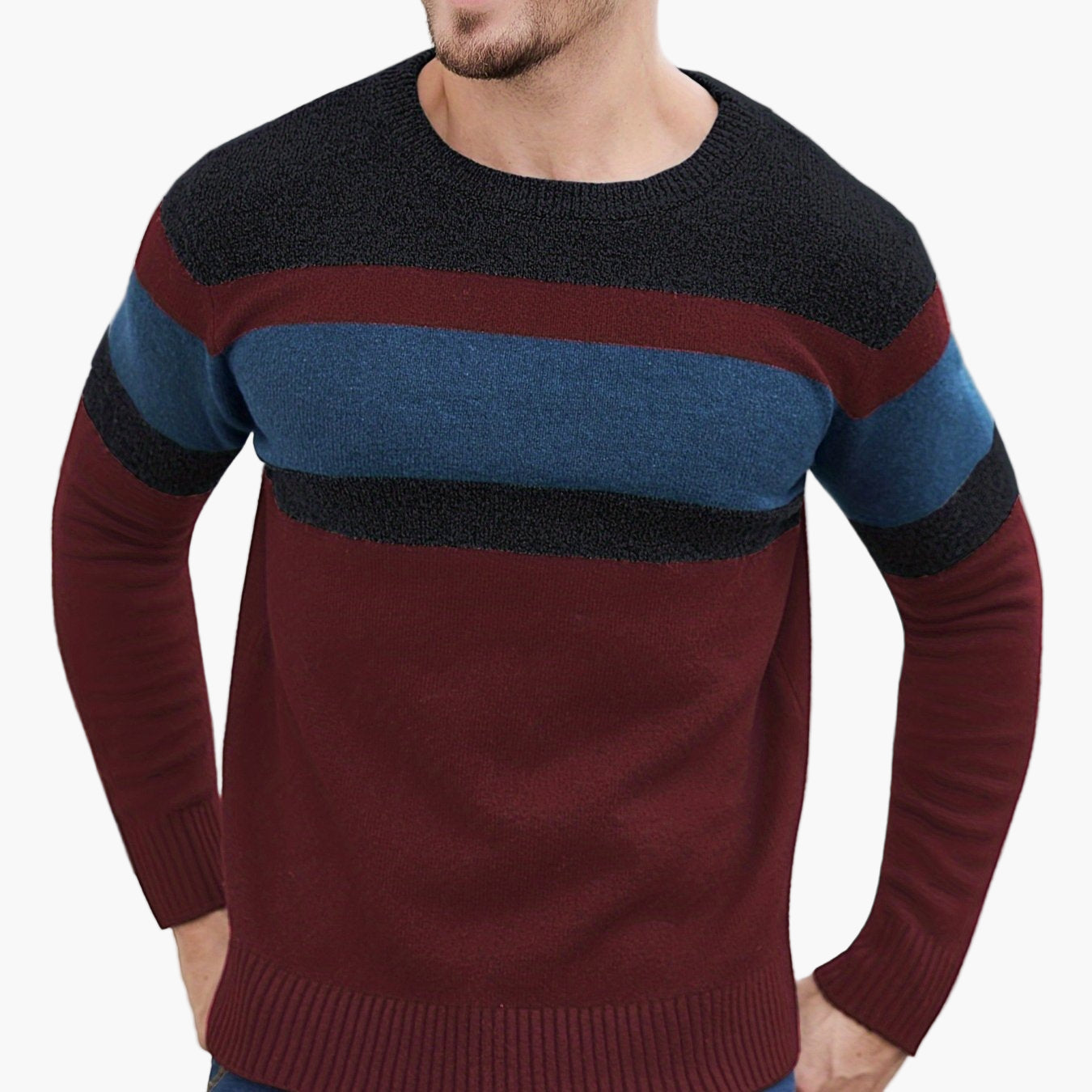 Herren Pullover mit Streifenmuster – Lässiger Strickpullover für Alltag und Freizeit