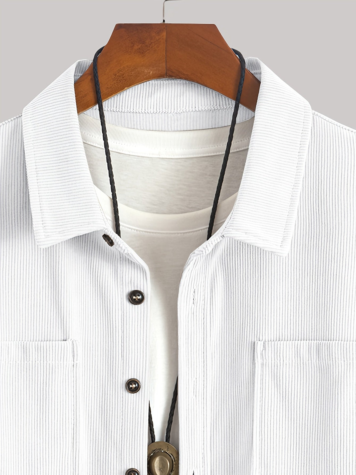 Herren Cordhemd Overshirt mit zwei Brusttaschen Langarm Freizeithemd