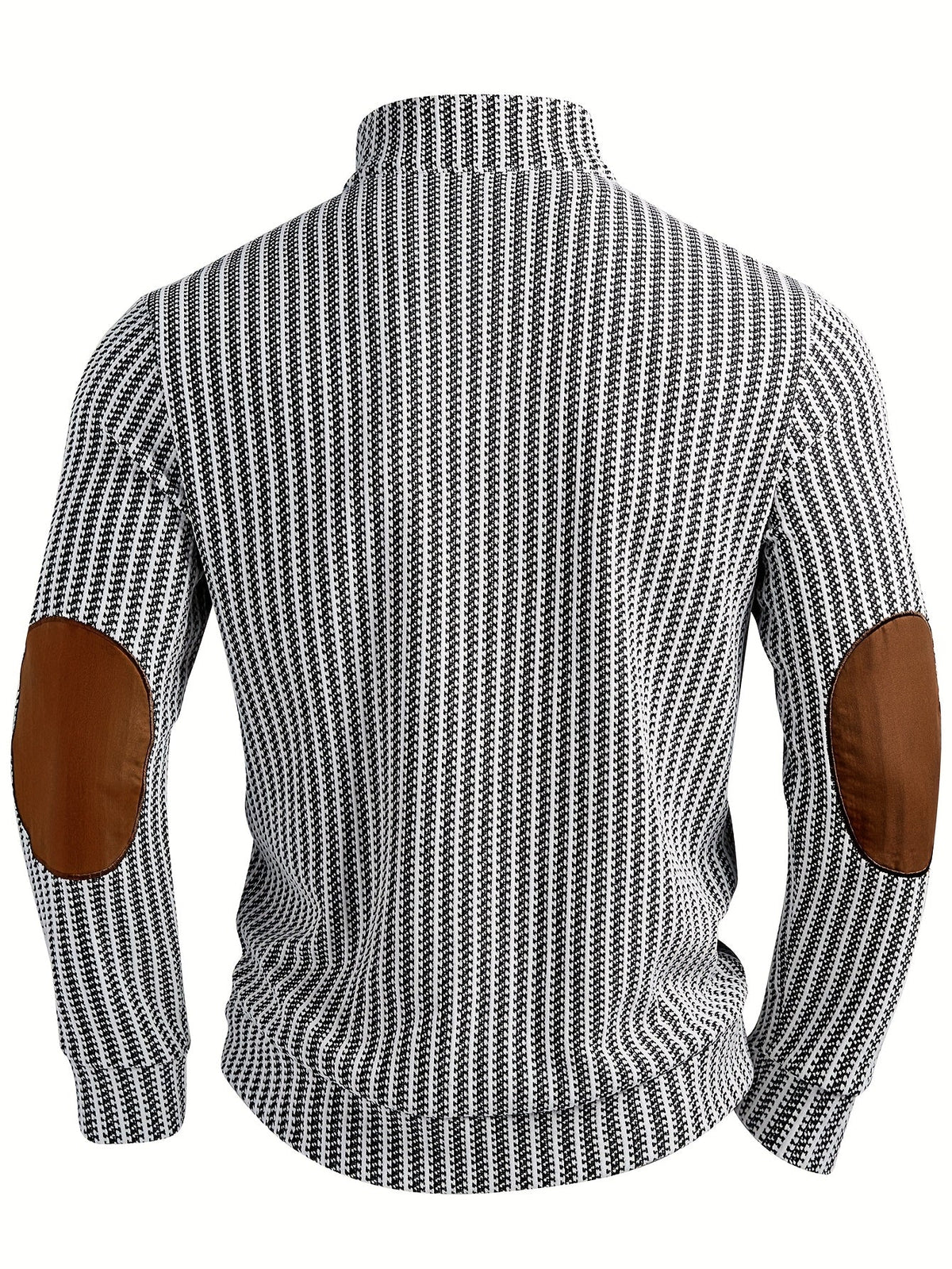 Herren Strickpullover Stehkragen Halbknopfleiste Ellbogen-Patches