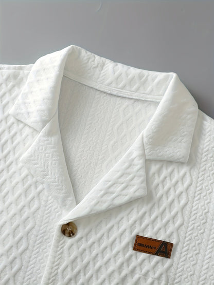 Herren Kurzarm Hemd mit Strukturmuster und Knopfleiste – Modernes Freizeitshirt für stilvolle Anlässe