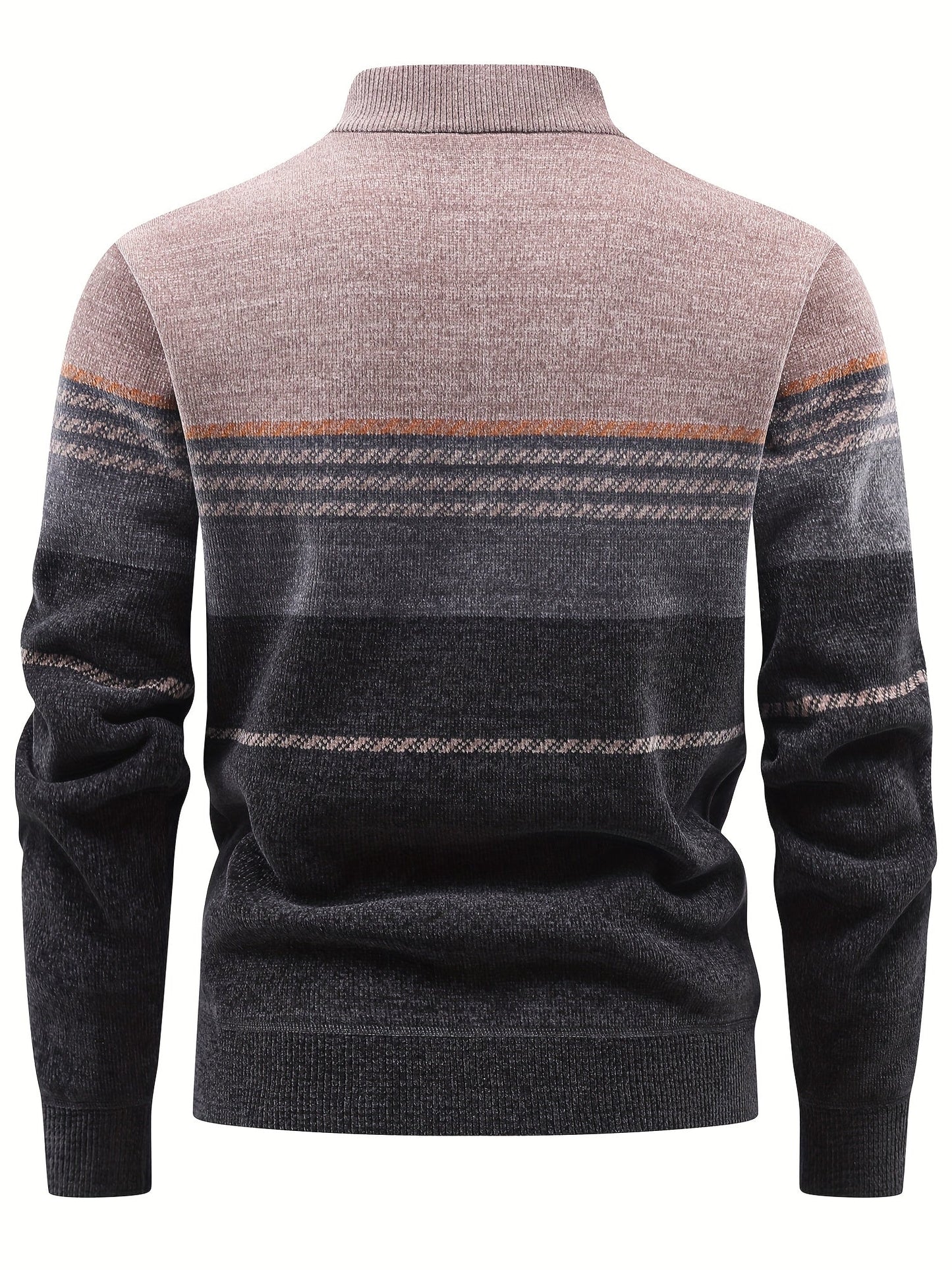 Herren Pullover Halb-Reißverschluss Stehkragen gestreift Fleece-Futter