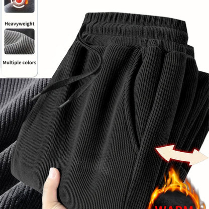 Cordhose Herren Winter warm gefüttert Jogginghose Schwarz