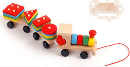 Holz Lernspielzeug Zug für Kinder – Stapelbares Sortierspiel ab 1 Jahr