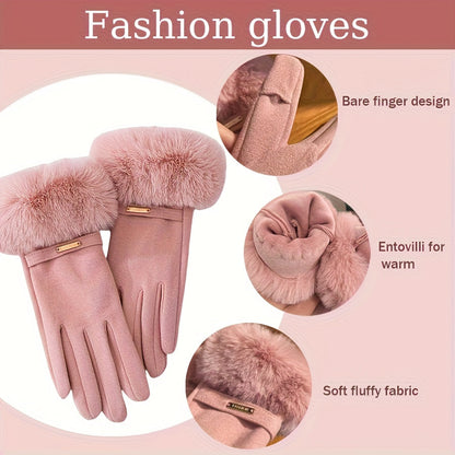 Winter Set Pelzimitat 3-teilig: Hut, Schal & Handschuhe mit Kunstfellbesatz, Warme Winteraccessoires