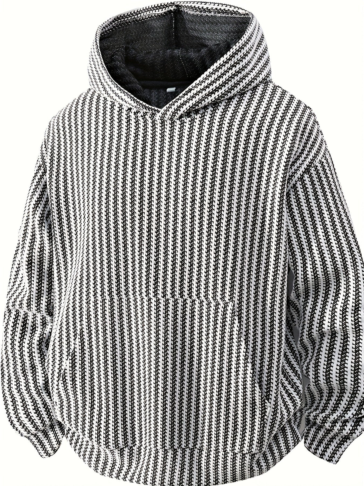 Hoodie mit Kapuze und Kängurutasche – Gerippter Strukturstoff