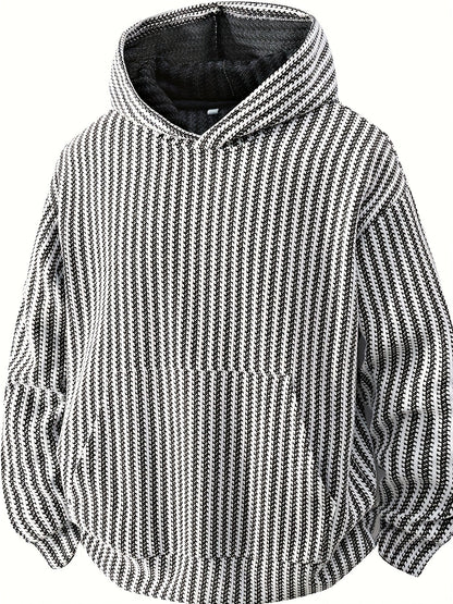 Hoodie mit Kapuze und Kängurutasche – Gerippter Strukturstoff