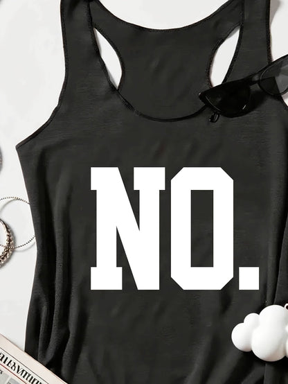 Damen Tanktop mit Statement-Print NO. – Lässiger Grafikstil