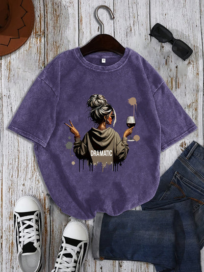 Damen Oversize T-Shirt mit Statement-Print 'Dramatic', lässiger Style, Streetwear