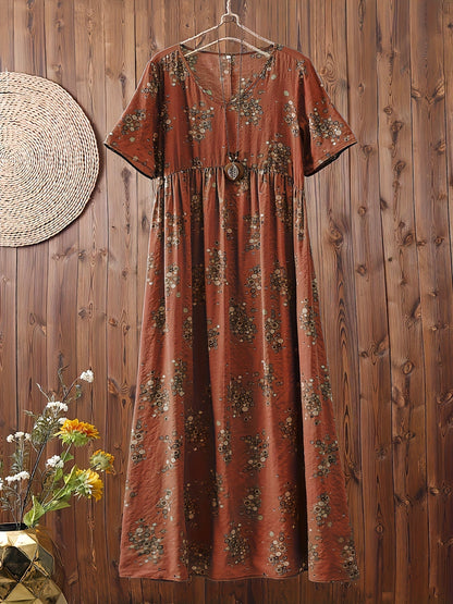 Damen Maxikleid Boho Stil mit Blumenmuster – Freizeitkleid für Alltag und Urlaub