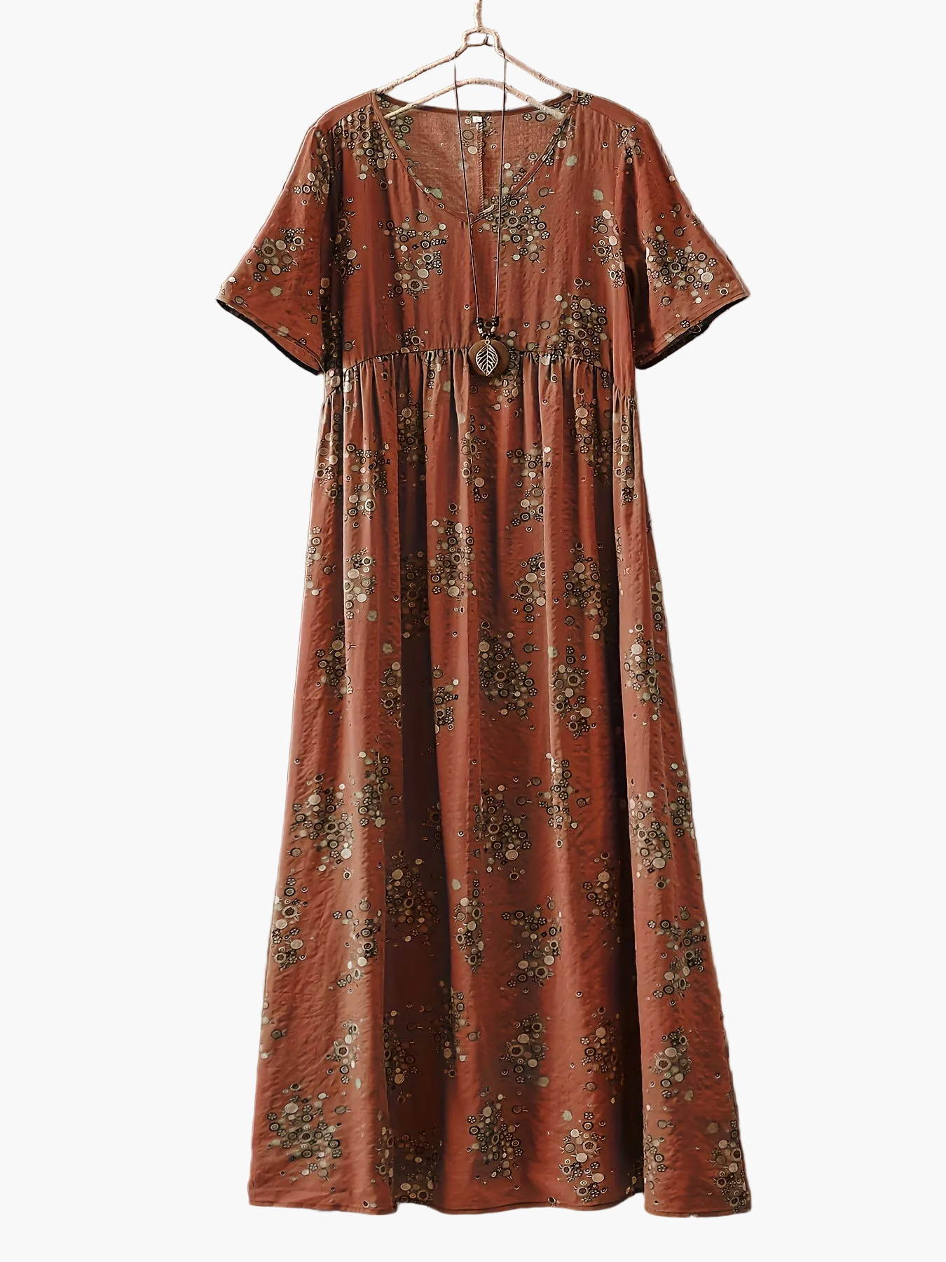 Damen Maxikleid Boho Stil mit Blumenmuster – Freizeitkleid für Alltag und Urlaub