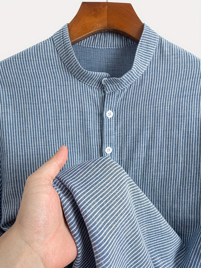 Herren Kurzarm-Henley mit Stehkragen und Streifen – Modernes Freizeitshirt für Alltag und Ausgehen