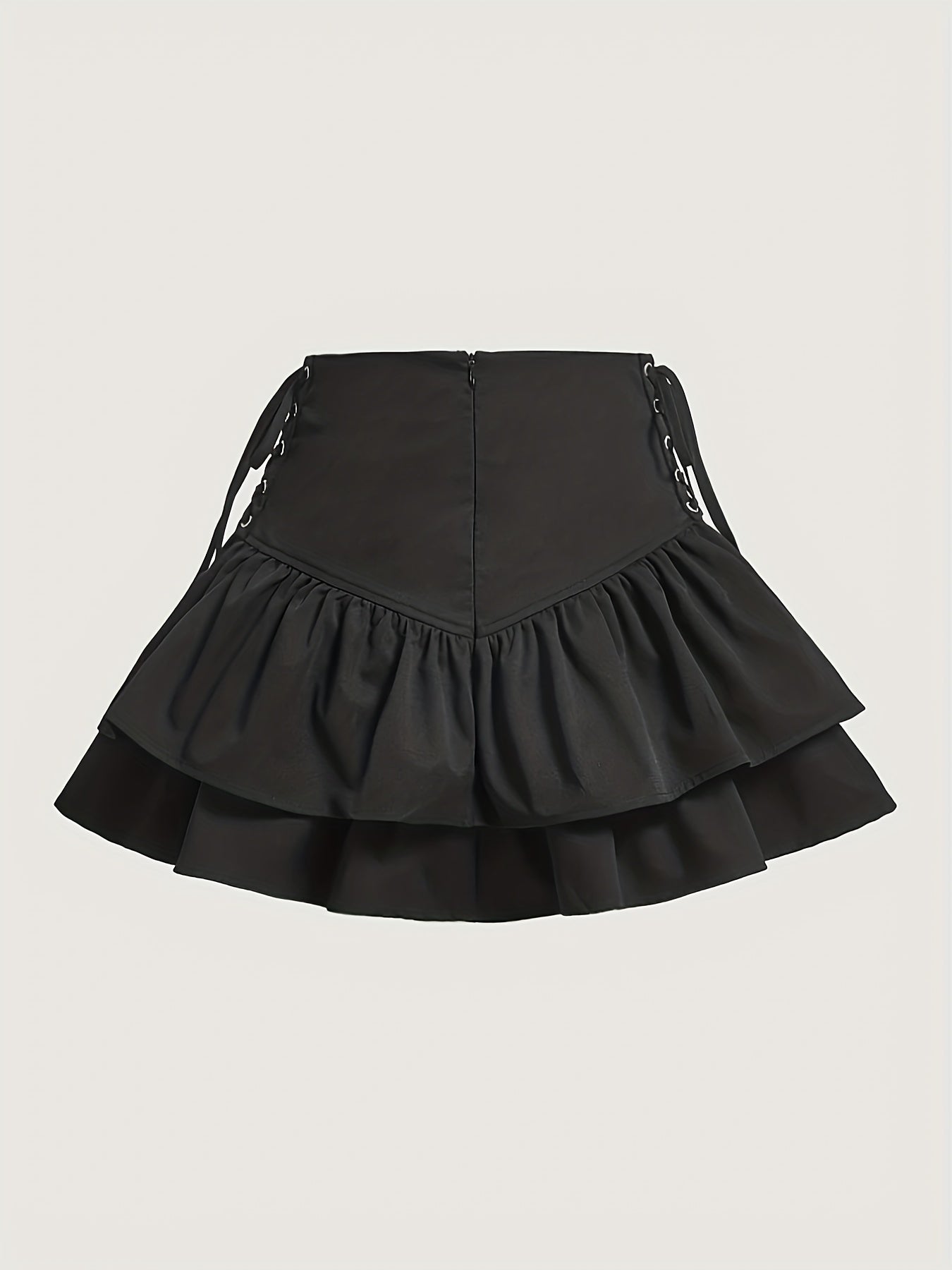 Damen Volant-Rock im Gothic- und Lolita-Stil mit Schnürung – Perfekt für Partys und Cosplay