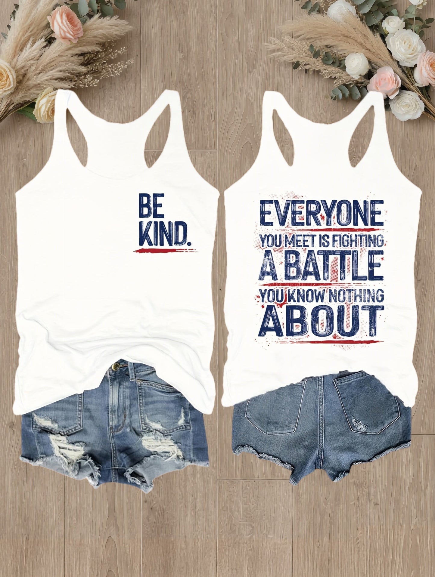 Damen Tanktop Set mit inspirierendem Spruch – Motivierende Freizeit- und Sportmode