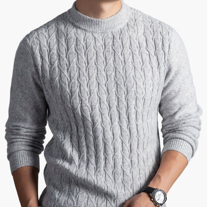 Herren Strickpullover mit Zopfmuster – Modischer Freizeitpullover für Herbst und Winter