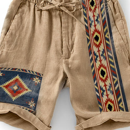 Herren Ethno-Shorts mit geometrischem Muster – Freizeit & Urlaub, moderner Look