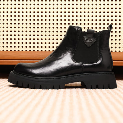 Chunky Chelsea Boots mit Profilsohle für Herren in Schwarz