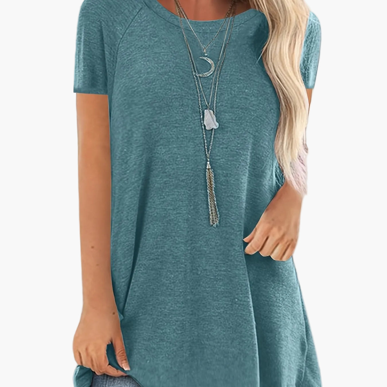 Damen Tunika T-Shirt mit kurzen Ärmeln und lockerem Schnitt – Bequemes Freizeit-Oberteil für Alltag und Büro