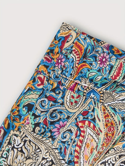 Damen Sommer Midikleid Elegant mit Paisley-Muster und Schleife – Perfekt für den Marktbesuch oder Urlaub