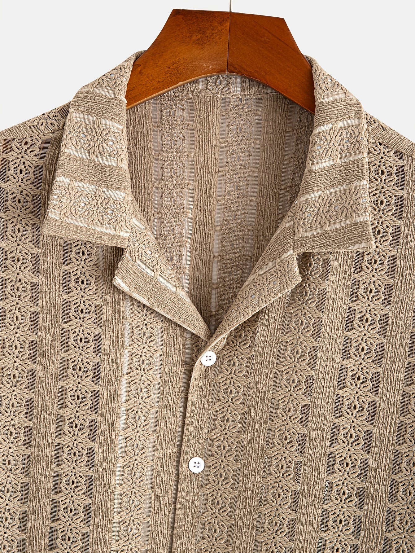 Herren Sommer-Strandhemd im Boho-Stil – Lässiges Jacquard-Design für Urlaub und Freizeit