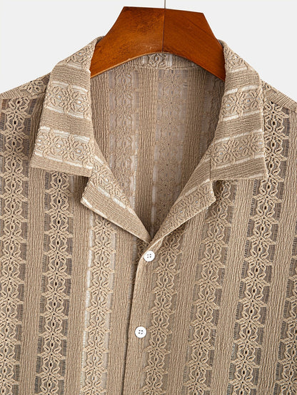 Herren Sommer-Strandhemd im Boho-Stil – Lässiges Jacquard-Design für Urlaub und Freizeit