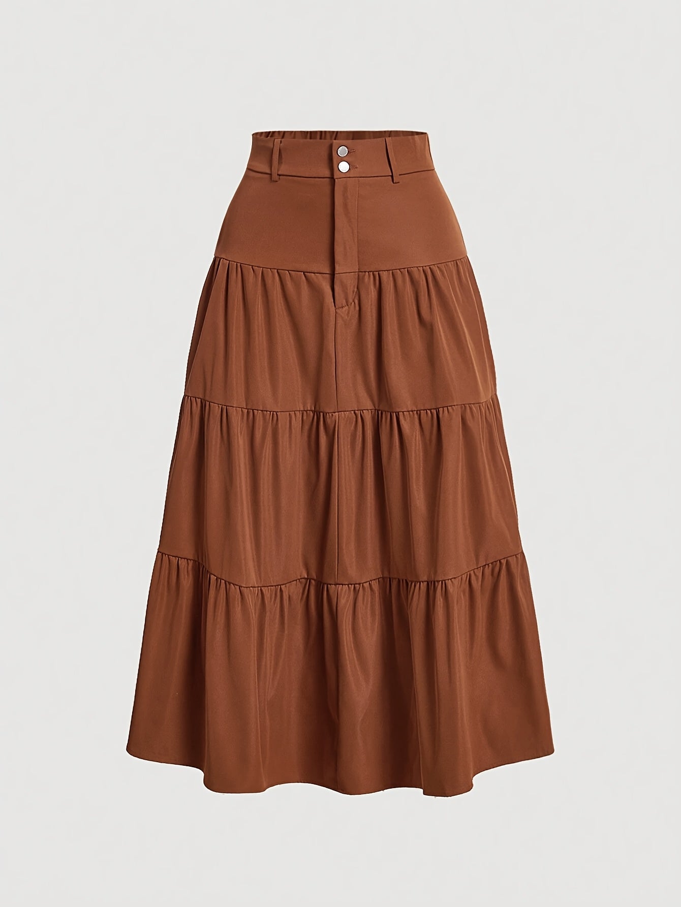 Damen Maxirock Elegant Stufenrock mit Hohem Bund für Alltag und Freizeit