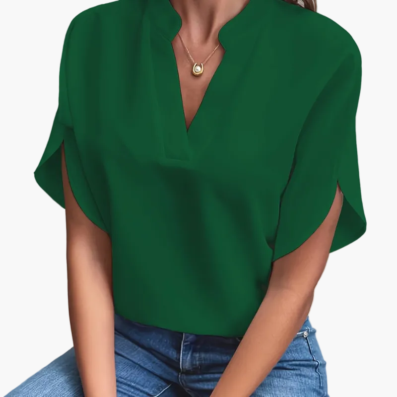 Damen Sommerbluse mit V-Ausschnitt – Luftig, Modern & Vielseitig für Alltag und Freizeit