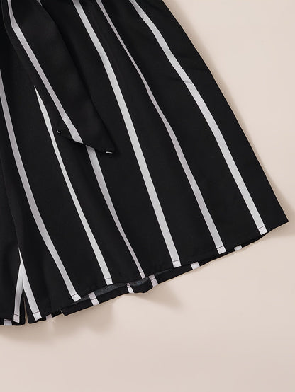 Damen Eleganter Jumpsuit mit Streifen und Schleife – Perfekt für Frühling und Sommer