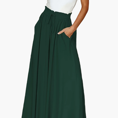 Damen Weite Bein Palazzo Hose mit Hohem Bund und Kordelzug – Eleganter Sommerlook für Freizeit und Alltag