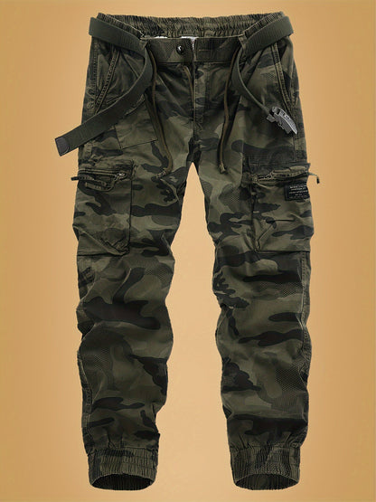 Herren Cargo Jogger Hose mit Camouflage Muster und Utility-Design – Streetwear und Outdoor