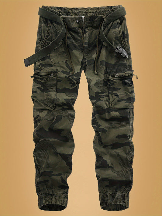 Herren Cargo Jogger Hose mit Camouflage Muster und Utility-Design – Streetwear und Outdoor