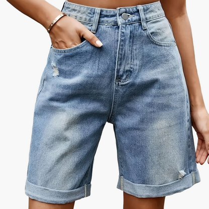 Damen Jeans-Bermuda im Casual-Style – Lässige High-Waist Shorts für Alltag & Freizeit
