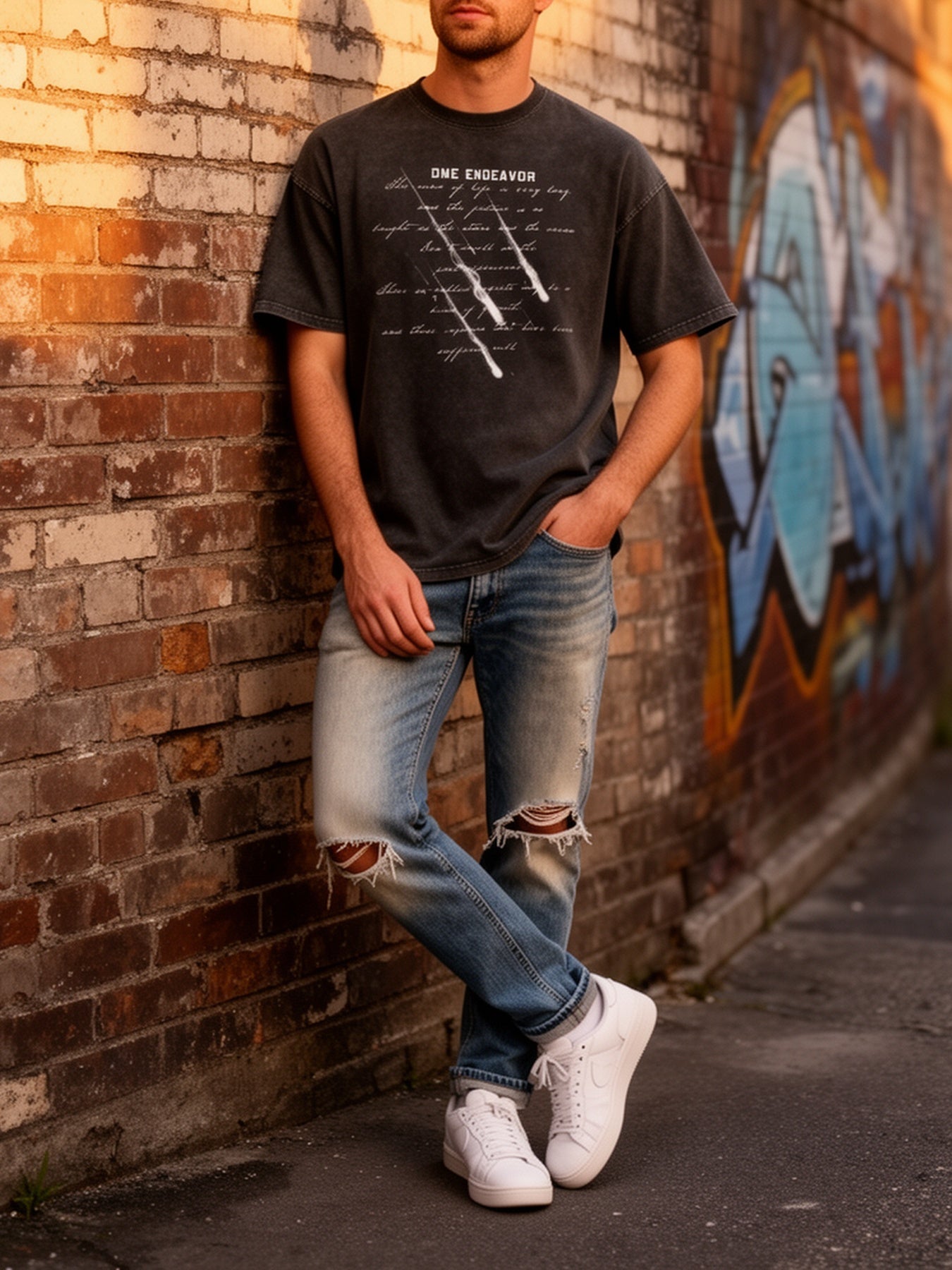 Herren Streetwear T-Shirt mit Print im lässigen Oversize-Stil – Perfekt für Freizeit und urbanen Look