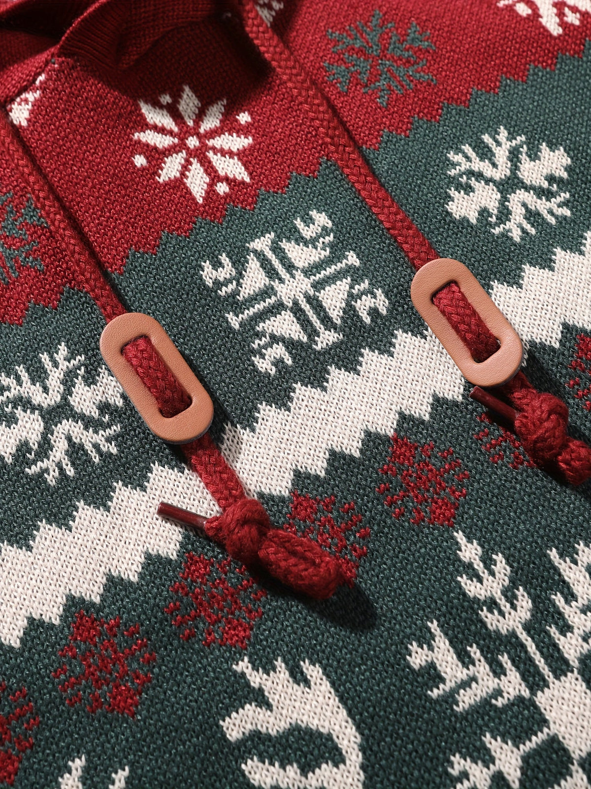 Weihnachtspullover Hoodie mit Rentier und Schneeflockenmuster für Herren