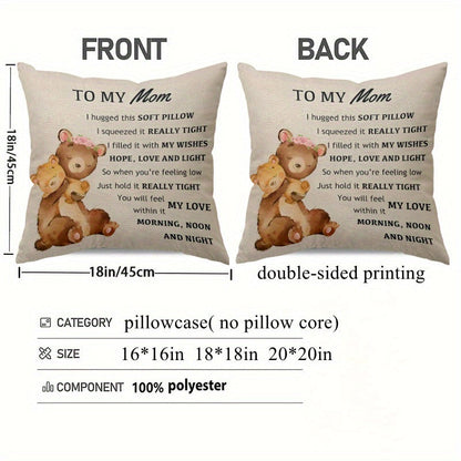 Dekoratives Kissenbezug Geschenk zum Muttertag – Herzlicher Spruch & Bärenmotiv – Für Mütter, Wohn- und Schlafzimmer
