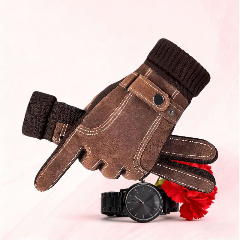 Unisex Winterhandschuhe mit Rippbündchen und Ziernähten