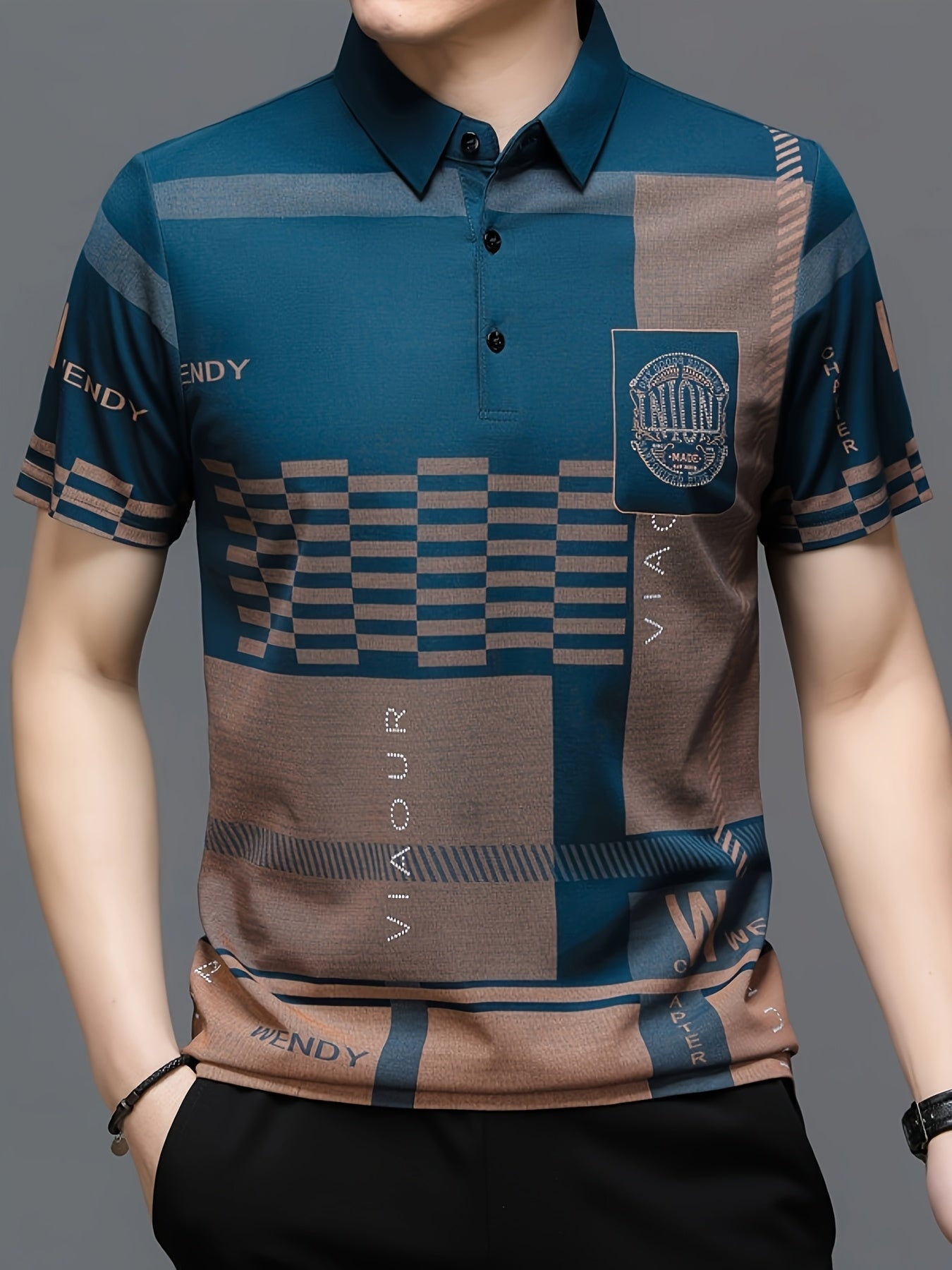 Herren Polohemd Modern Grafikmuster Kurzarm – Stilvolles Freizeitshirt mit Kragen