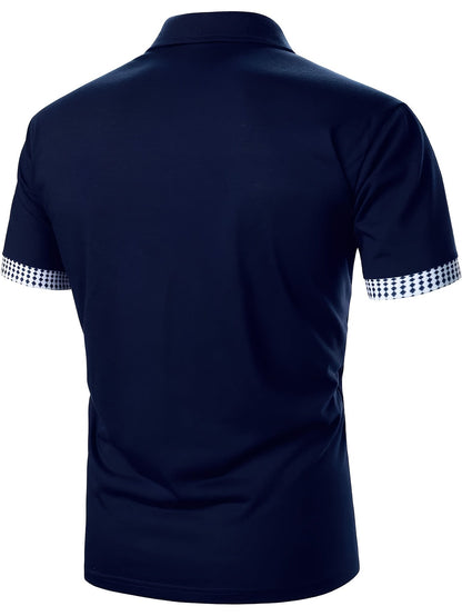 Herren Polohemd mit modernem Zip-Kragen und Kontrastmuster – Stilvolles Poloshirt für Business & Freizeit