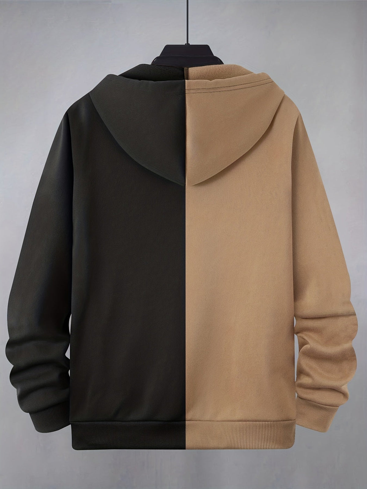 Hoodie mit Reißverschluss, zweifarbig, Kapuze, Kängurutaschen, Motiv