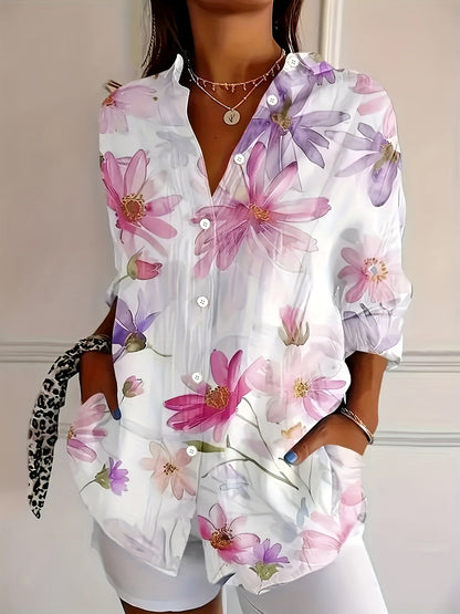 Damen Blusenshirt mit Blumenmuster – Elegante Freizeitmode für Frühling und Sommer