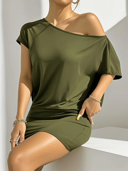 Damen Off-Shoulder Mini Kleid im lässigen Stil für Alltag und Abendausgang