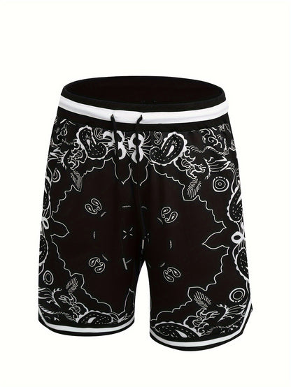 Herren Bandana-Print Basketball Shorts Sport Streetwear Freizeit