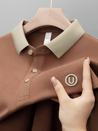 Herren Poloshirt mit Kontrastkragen und Sticklogo – Casual Style für Alltag und Freizeit