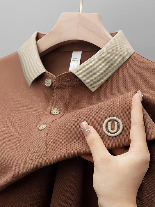Herren Poloshirt mit Kontrastkragen und Sticklogo – Casual Style für Alltag und Freizeit