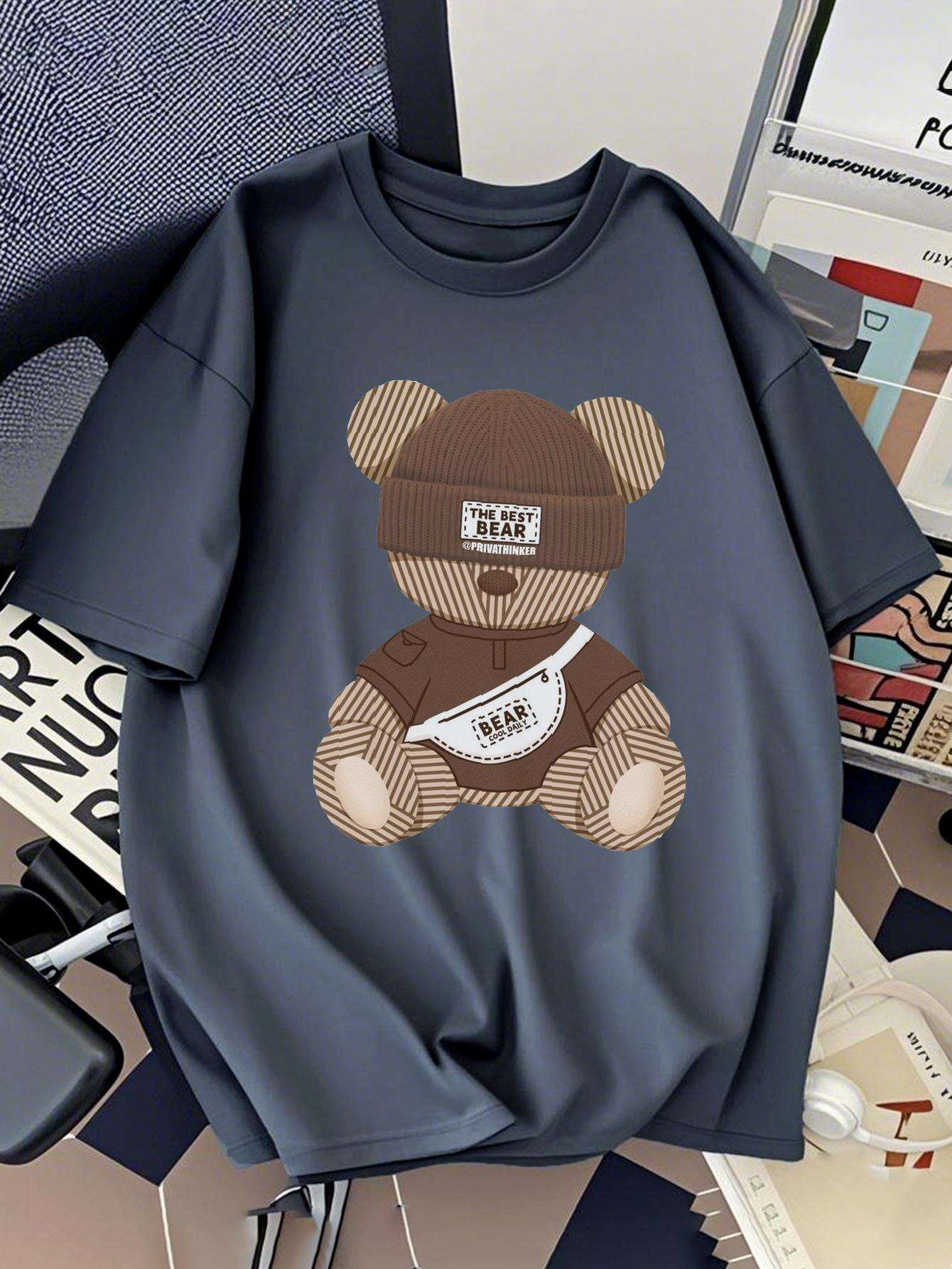 Herren Streetwear T-Shirt mit Bären-Print und Urbanem Design – Lässiges Mode-Statement