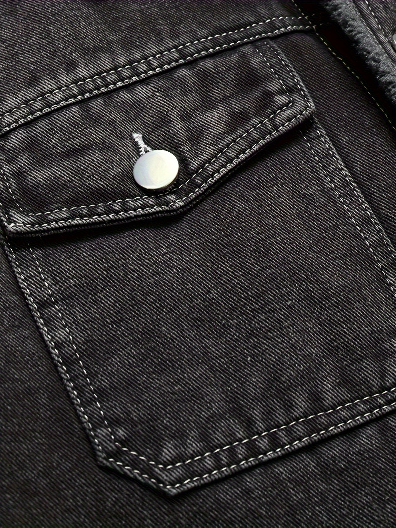 Herren Jeansjacke mit Teddyfutter, Sherpa Kragen, Knopfleiste, Brusttaschen, warm gefüttert