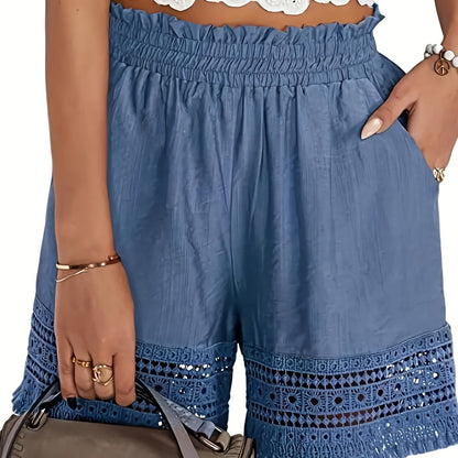 Damen Shorts im Boho-Stil mit Häkeleinsatz – Perfekt für Urlaub und Freizeit