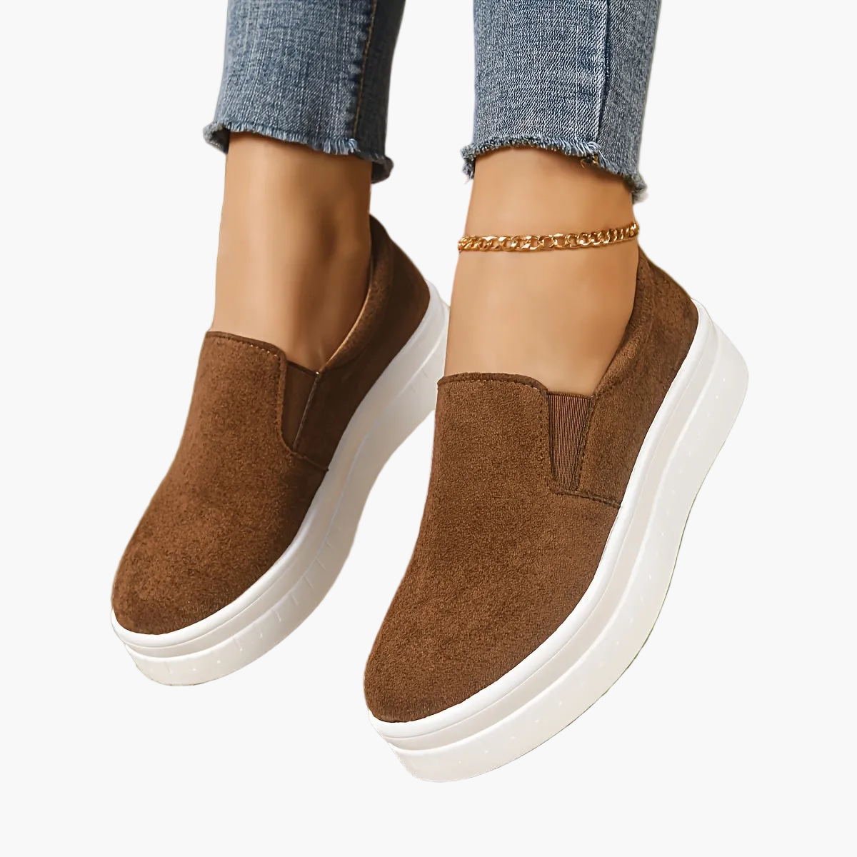 Damen Slip-On Plateau-Sneaker für Alltag und Freizeit – Bequeme Penny Loafer