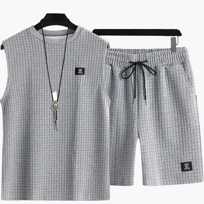 Herren Freizeit Tanktop-Set im modernen Karomuster – Sportlich & Bequem für Sommer und Alltag