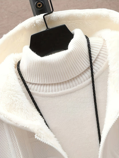 Unisex Winterjacke mit Kapuze, Reißverschluss & Futter, strukturiertes Muster